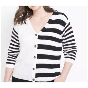 Lane Bryant white and black striped cardigan size 26/28